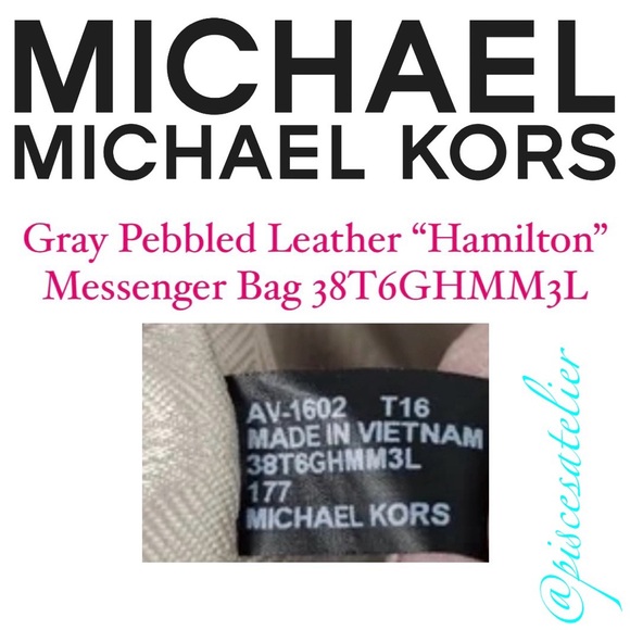 MICHAEL Michael Kors Large Gray Pebble Leather Hamilton Messenger Bag 38T6GHMM3L - Picture 12 of 13